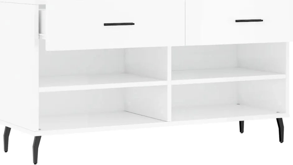 Banco sapateira 102x35x55 cm derivados madeira branco brilhante