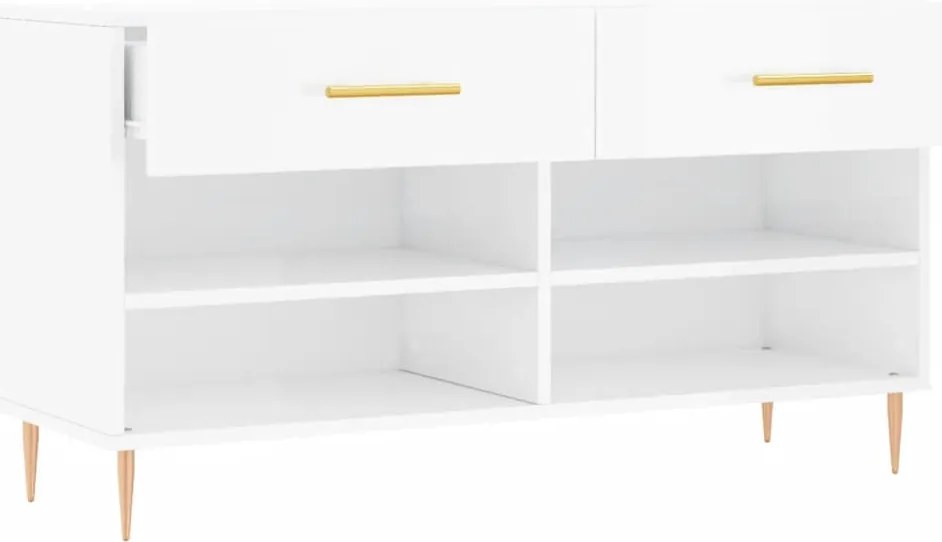Banco sapateira 102x35x55 cm derivados madeira branco brilhante