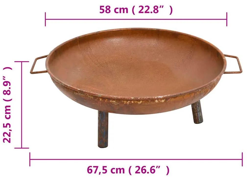 Braseira 67,5x58x22,5 cm aço