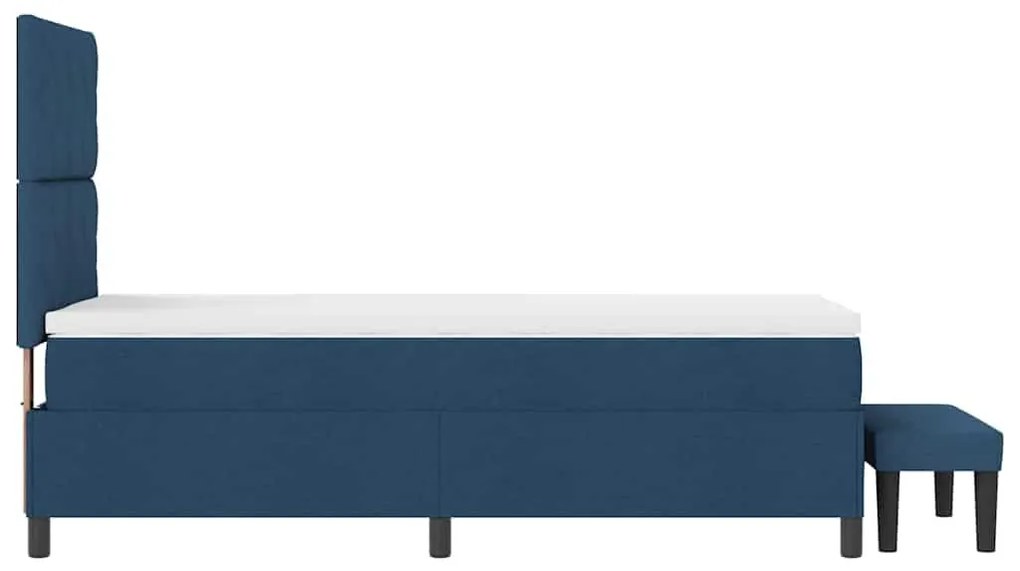 Cama Box com Colchão e Banco Azul 100x200 cm Tecido