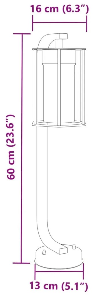 Candeeiros de chão para exterior 3 pcs 60 cm aço inox. preto