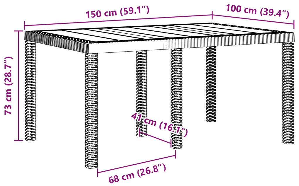 Conjunto de Jantar para Jardim de 7 Peças Cinza Claro em Poly Rattan