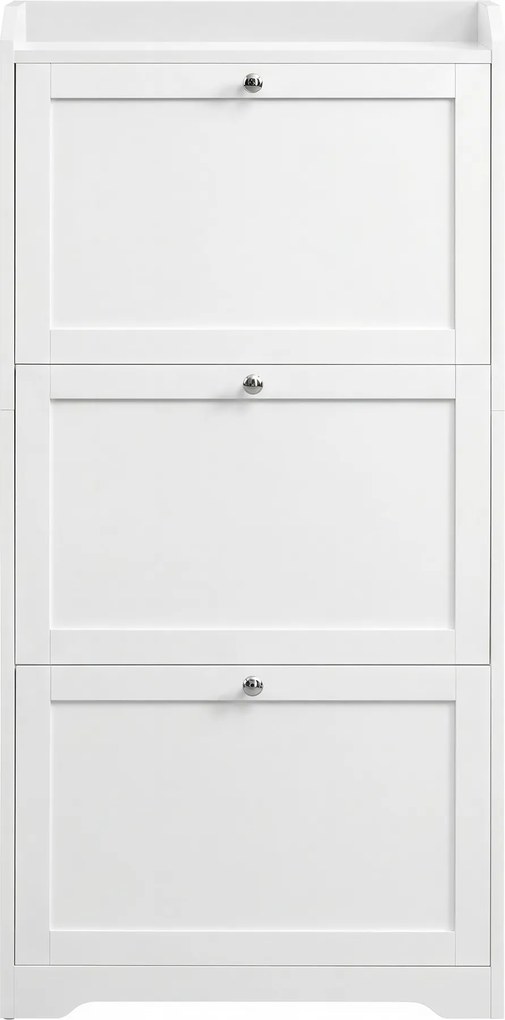 Sapateira com 3 abas 24 x 60 x 121,2 cm, arrumação de sapatos, com capacidade para 12 a 20 pares de sapatos branca