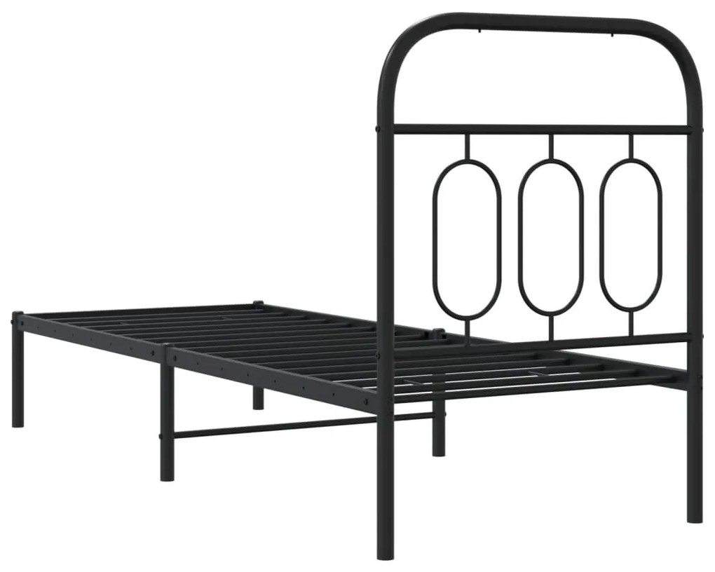 Estrutura de cama metal s/ colchão c/ cabeceira 75x190 cm preto