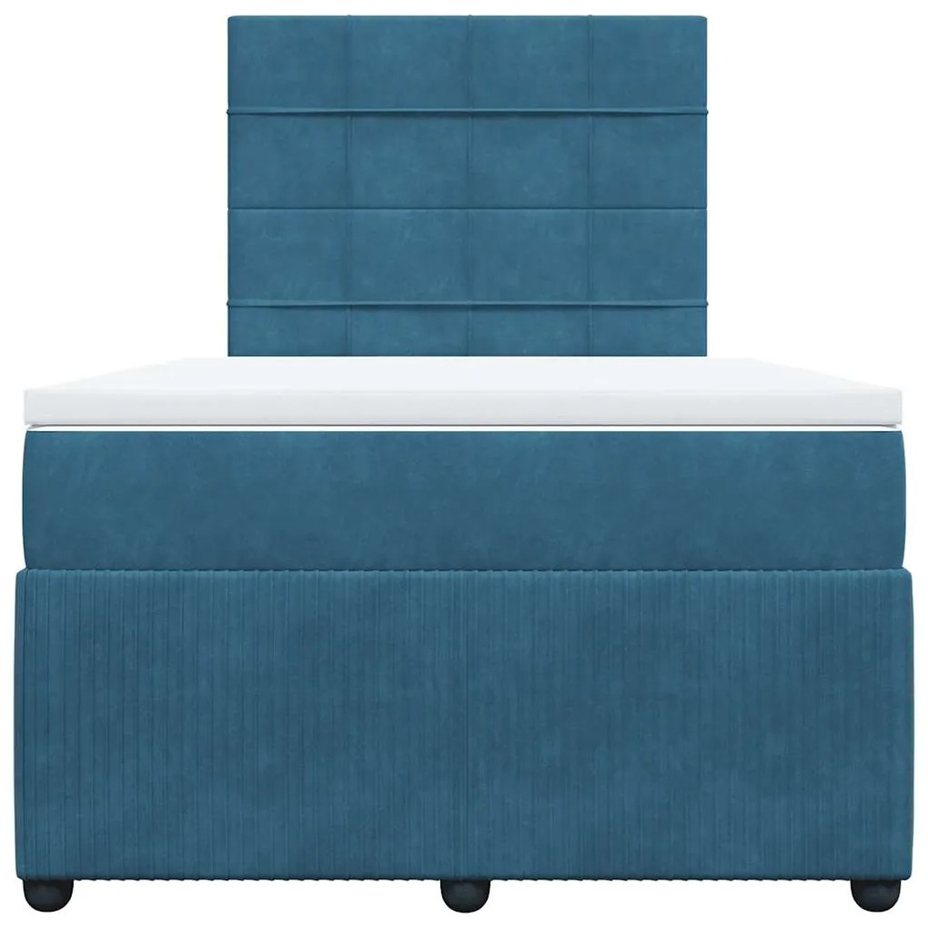 Cama boxspring com colchão 120x190 cm veludo azul-escuro