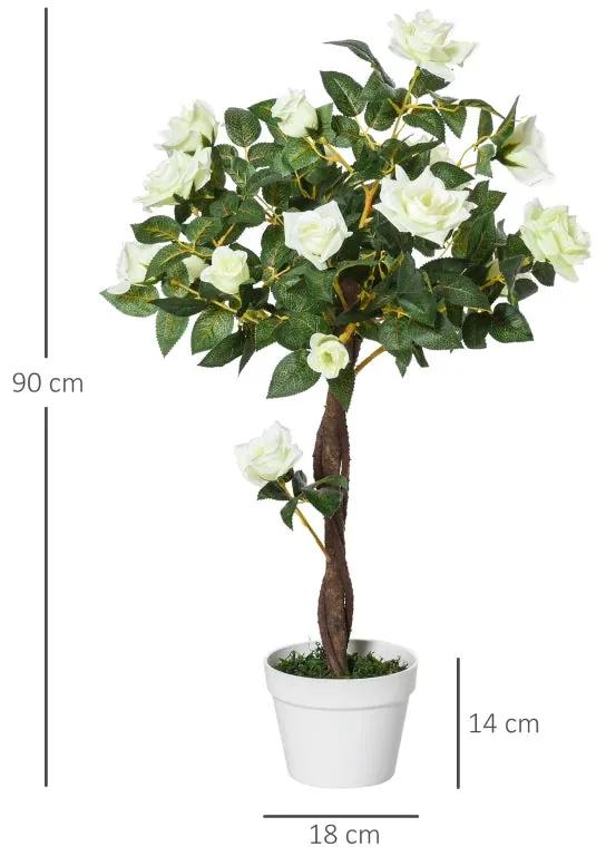 Planta Artificial Rosa Branca de 90cm