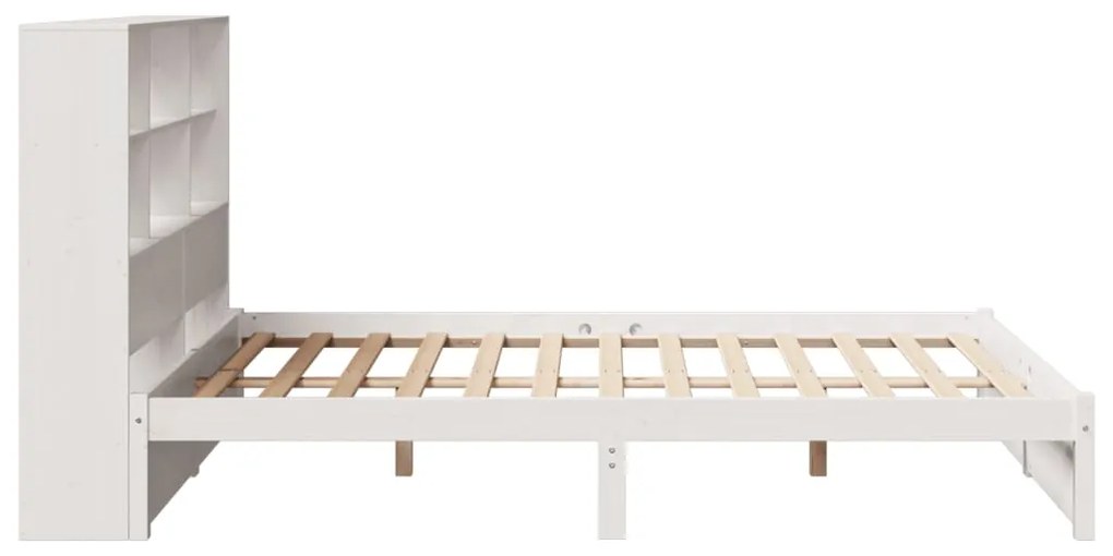 Cama com estante sem colchão 140x190 cm pinho maciço branco