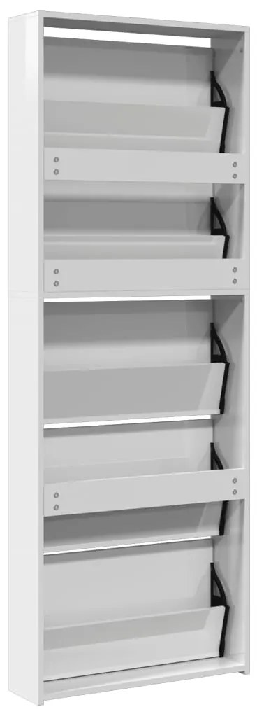 Sapateira c/espelho 5 divisórias 63x17x169,5cm branco brilhante