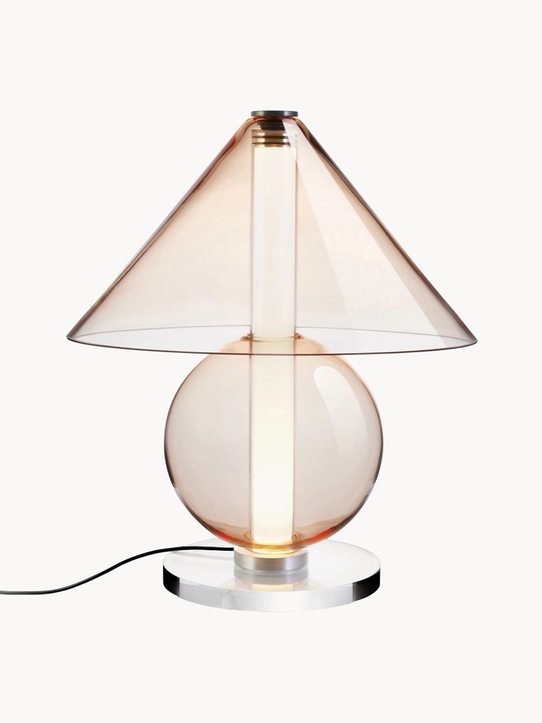 Mouth-blown LED table lamp Fragile, dimmable