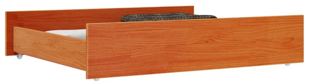 Gavetas para cama 2 pcs madeira de pinho maciça castanho mel