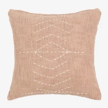 Coussin Carré 40x40 Cm En Coton Ceara Nudez Castanho Claro - Sklum