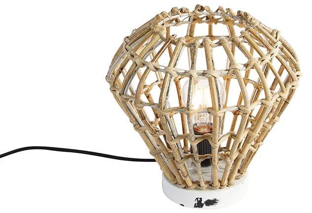 Candeeiro de mesa rústico bambu com branco - Canna Diamond Rústico