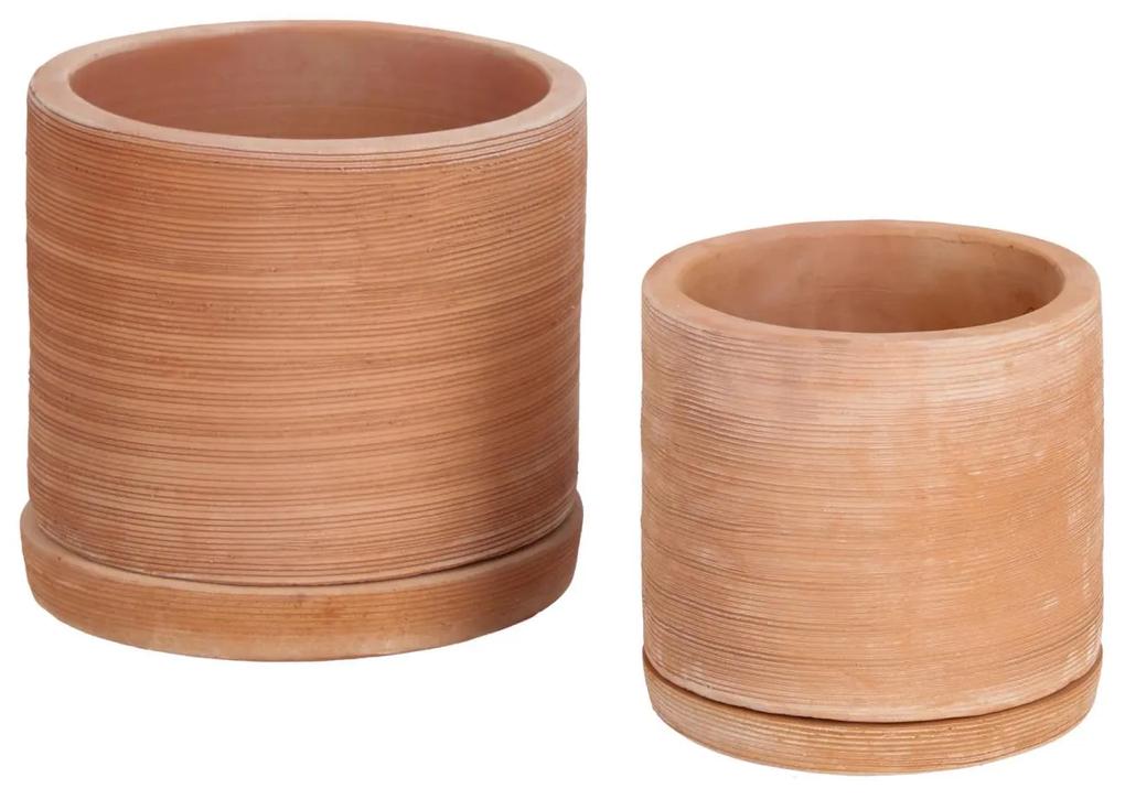 Kave Home - Set Karlina de 2 vasos com prato de terracota Ø 33 cm / Ø 24 cm
