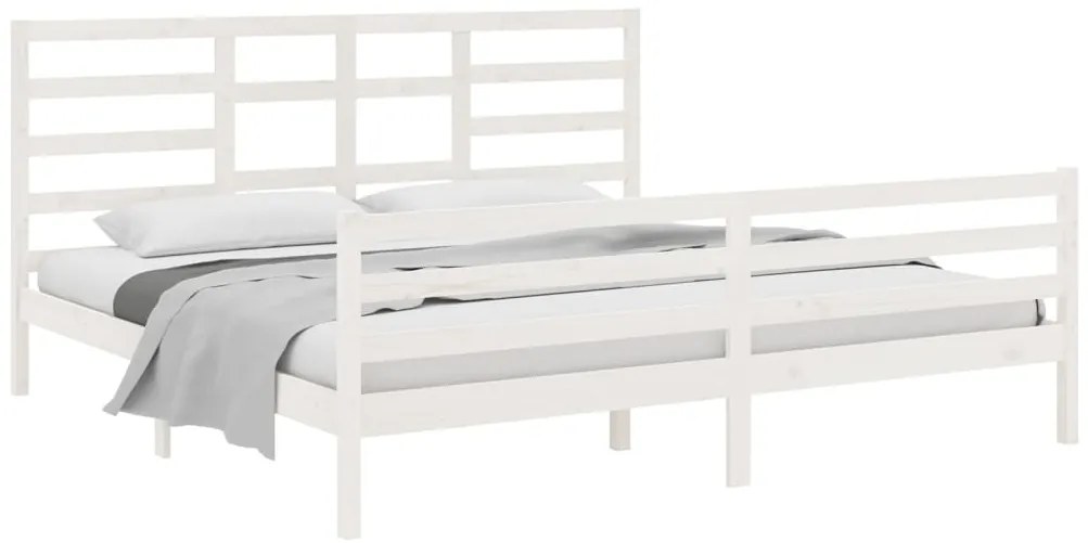 Estrutura de cama 200x200 cm madeira maciça branco