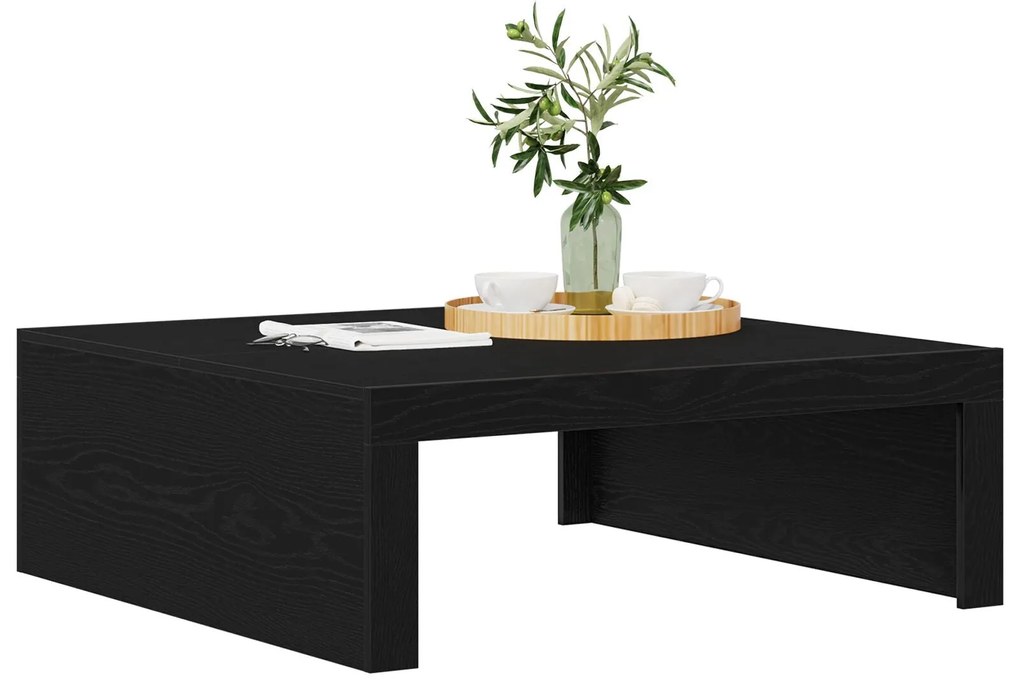 Mesa de Café de Carvalho Preto - 100x100x35 cm Feita de Madeira Recons