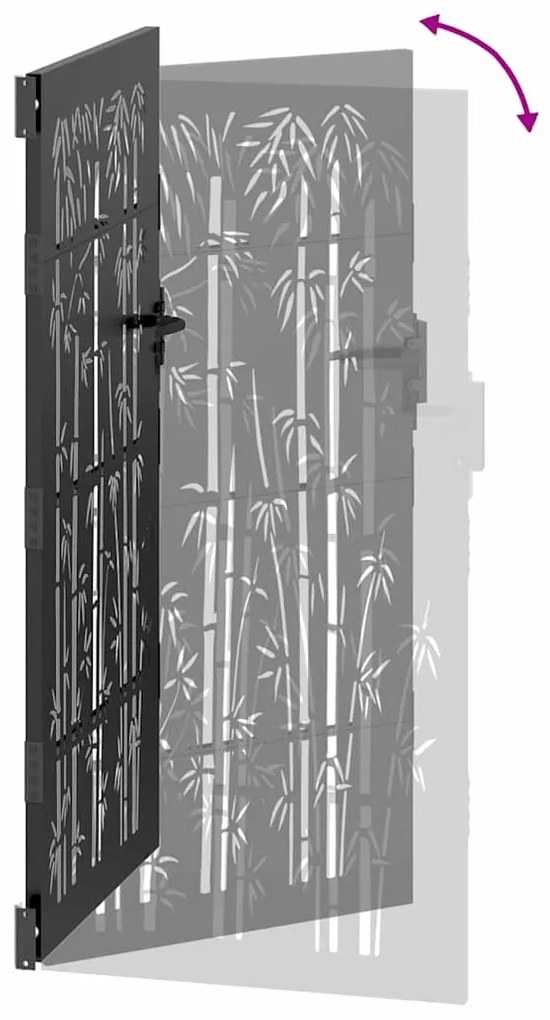 Portão de Jardim Preto 105 x 200 cm Aço com Revestimento em Pó