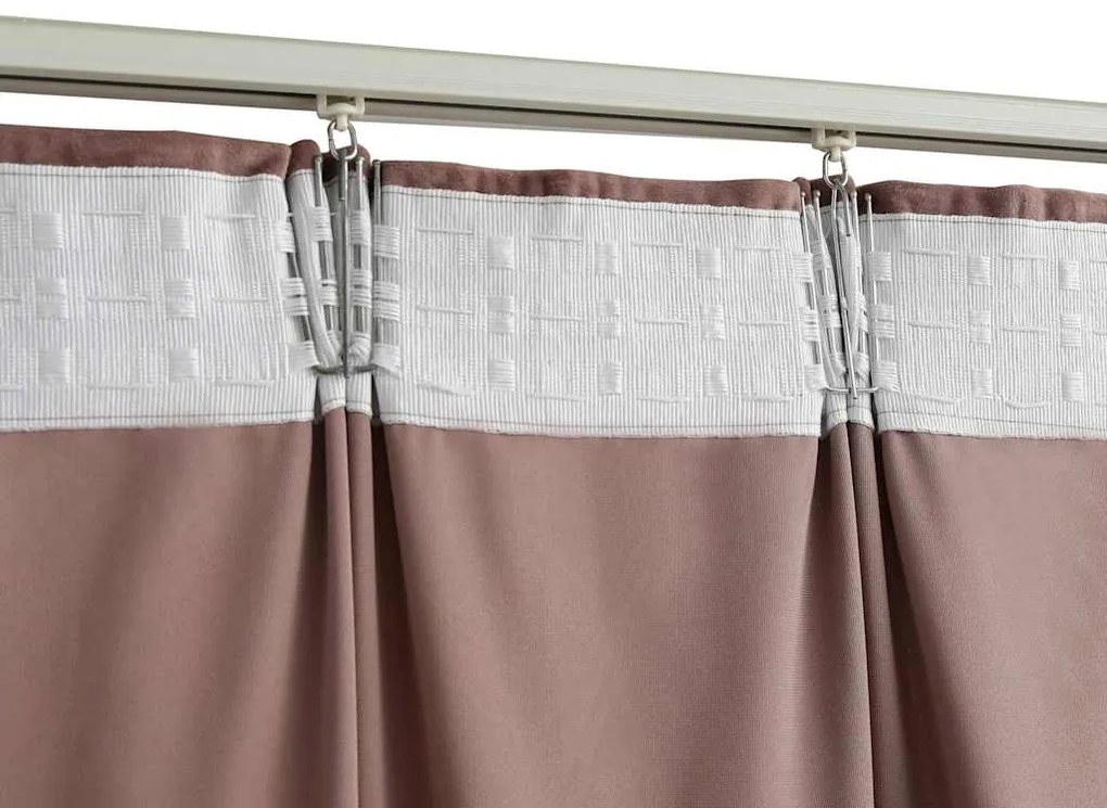 Cortina blackout com ganchos 290x245 cm veludo rosa antigo