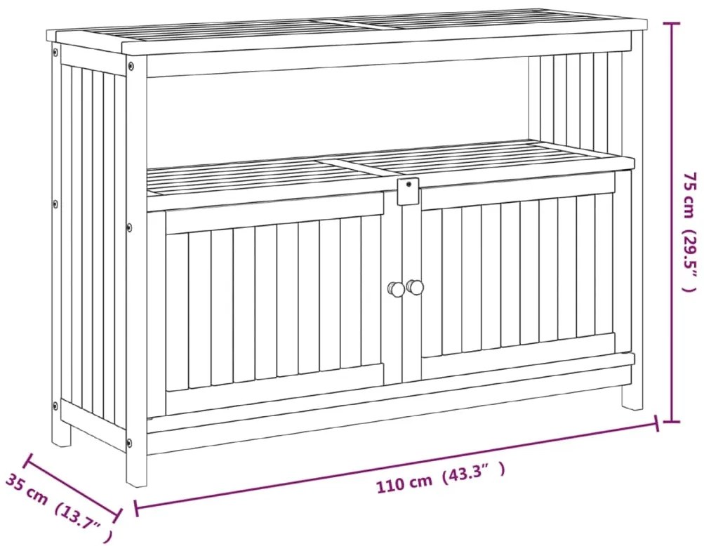 Mesa consola para jardim 110x35x75 cm madeira de acácia maciça