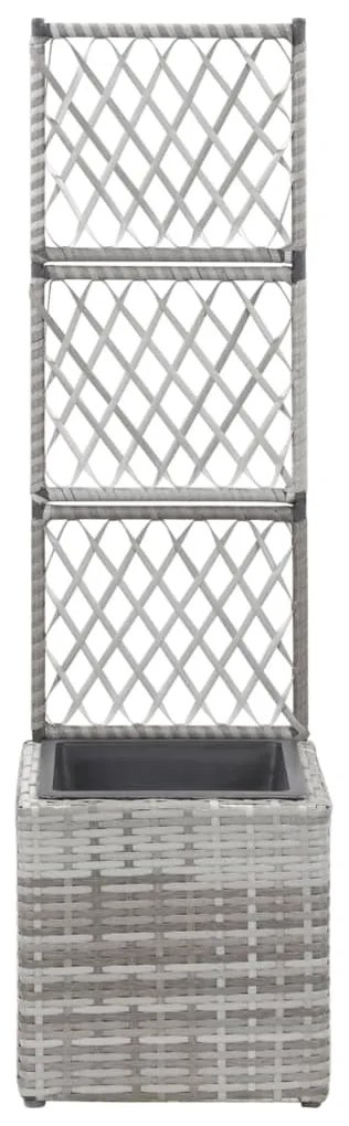 Floreira com treliça e 1 vaso 30x30x107 cm vime PE cinzento