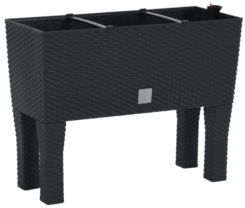 Canteiro de jardim elevado 60x25x46 cm vime PP antracite