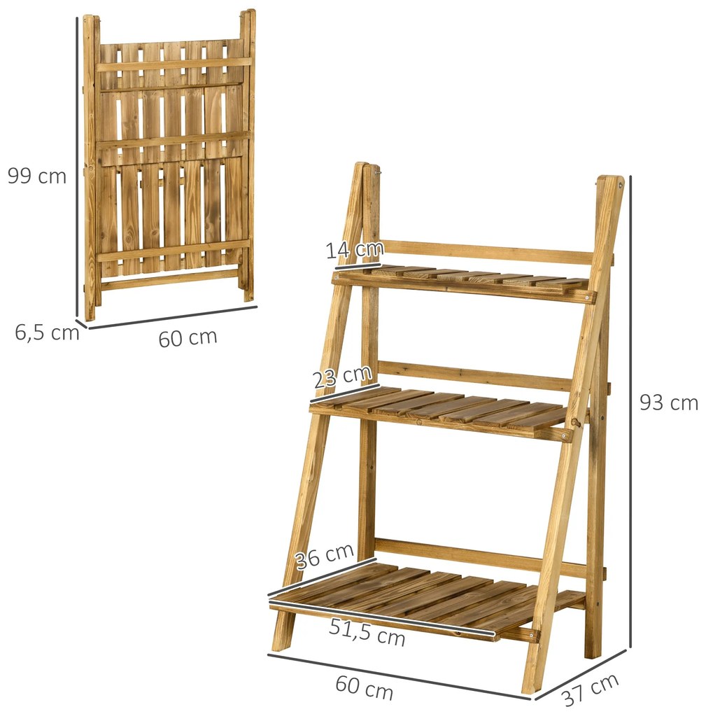 Outsunny Suporte para Plantas de 3 Níveis Prateleira para Plantad Dobr