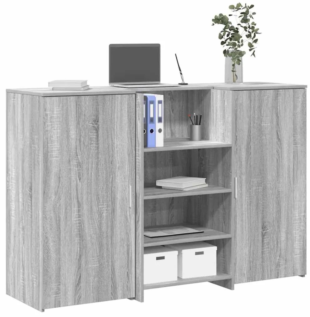vidaXL Balcão recepção 155x50x103,5 cm madeira cinzento sonoma