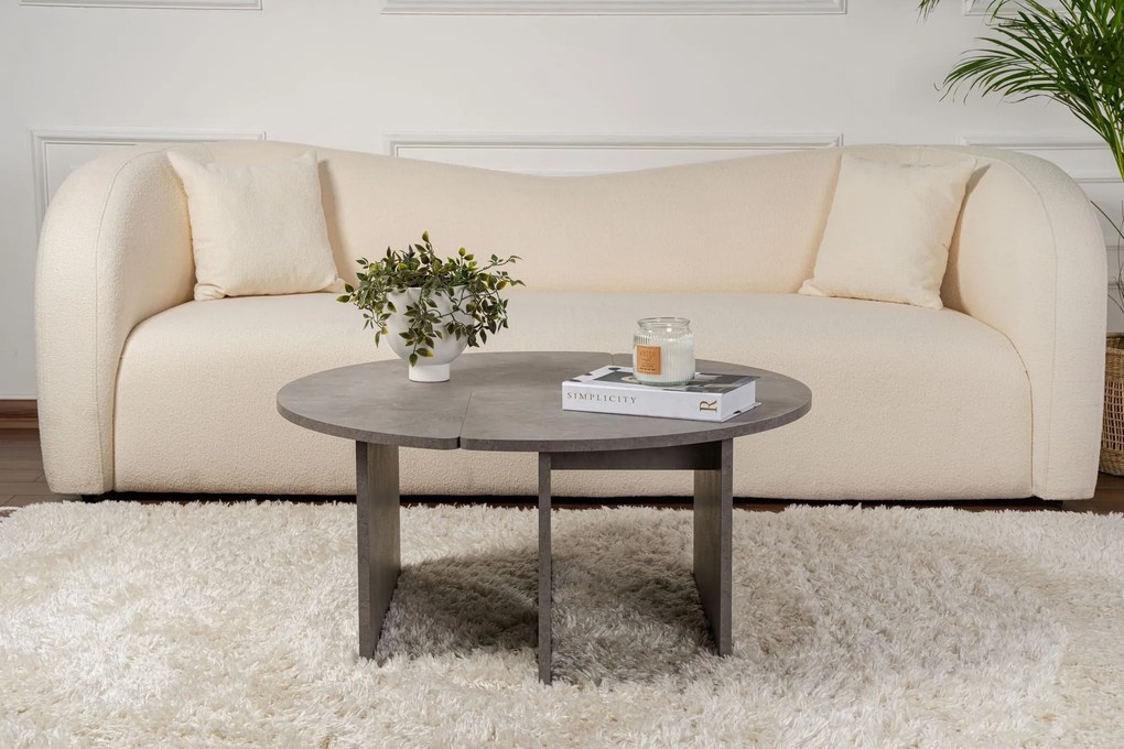 Mesa de Café Moira - Cinza Concreto - Ø90x41 cm
