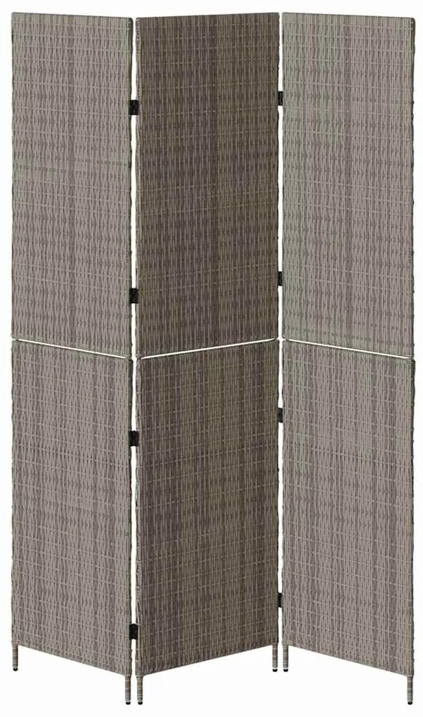 Divisor de Ambiente 3 Painéis Dobrável Cinza 147x180 cm Poly Rattan