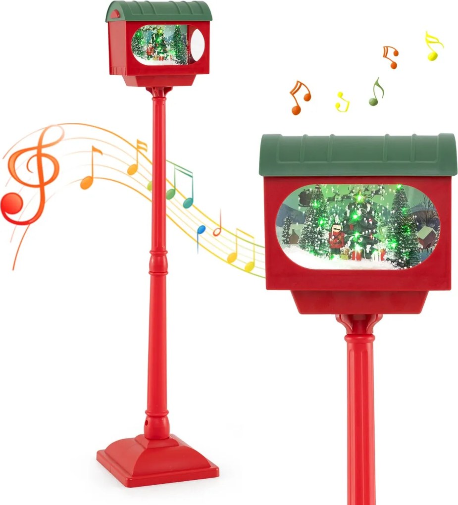 Candeeiro de rua musical de Natal de 150 cm Poste festivo com globo de neve ativado por som Lâmpada do Pai Natal