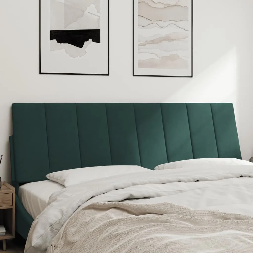 Almofadão de cabeceira 160 cm veludo verde-escuro
