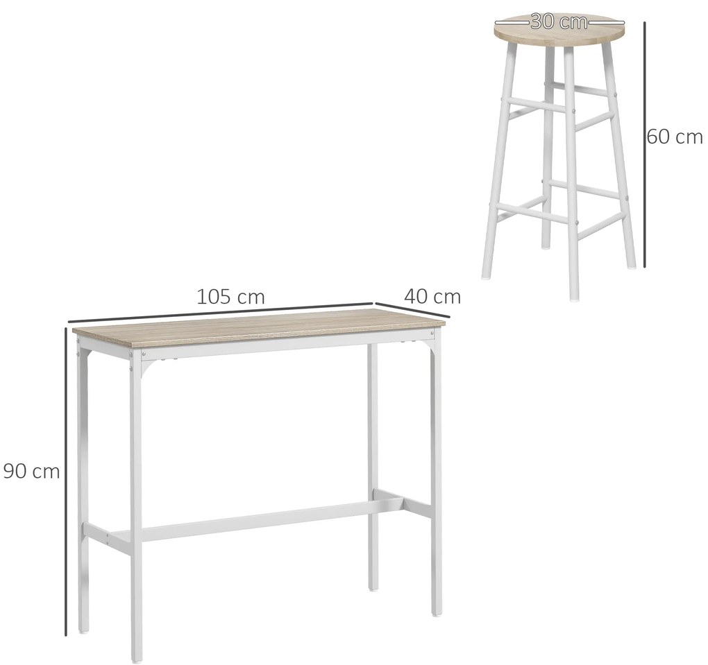 Conjunto de Mesa Alta de Bar com 2 Bancos Mesa Alta de Cozinha com Ban