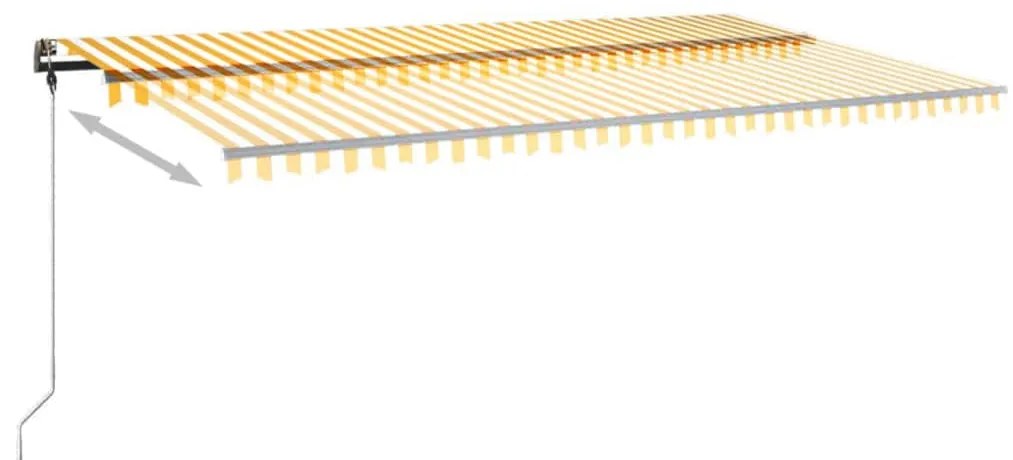 Toldo retrátil manual com LED 600x300 cm amarelo e branco