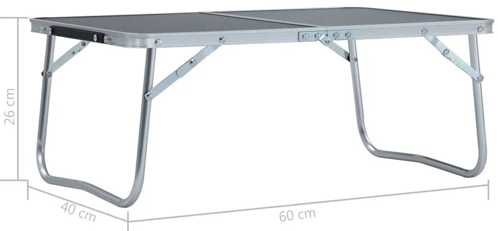 Mesa de campismo dobrável 60x40 cm alumínio cinzento