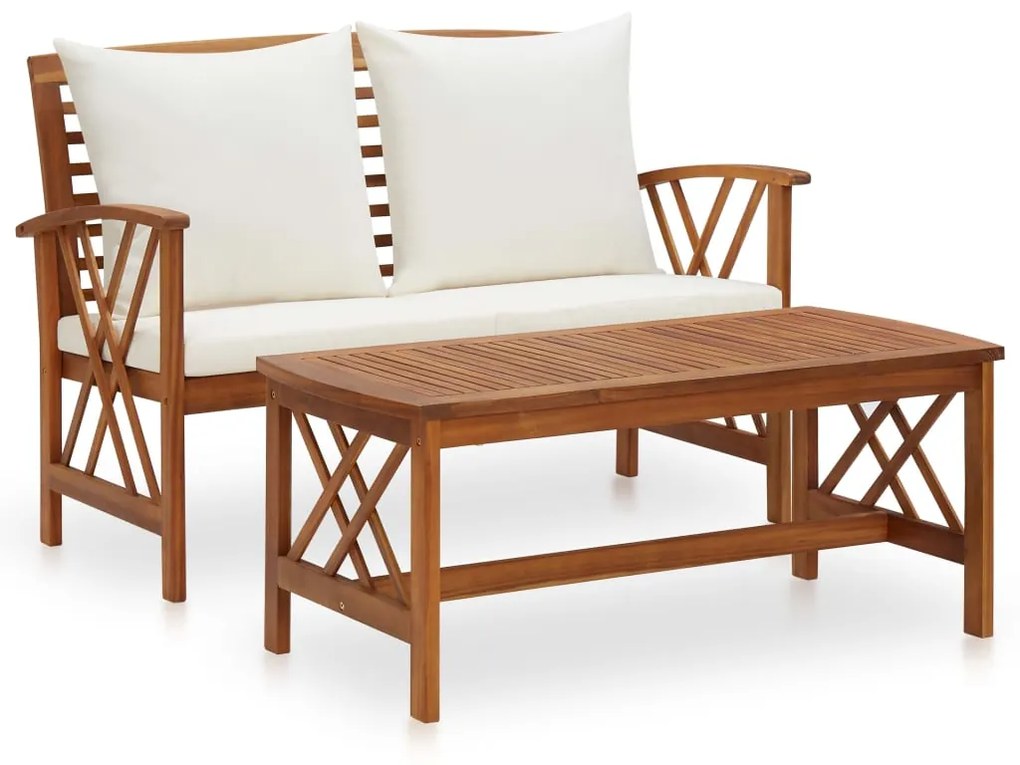 vidaXL 2 pcs conjunto lounge de jardim c/ almofadões acácia maciça
