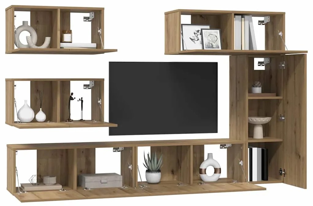 Conjunto de móvel de TV com prateleira Outros 6 pcs carvalho artisiano
