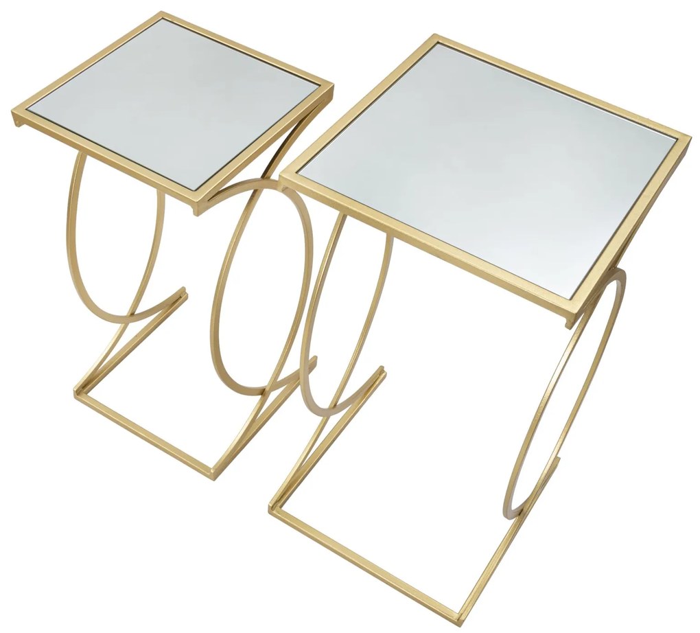 MESA DE APOIO SIOMPLY 35X35X70-30X30X60 CM DOURADO