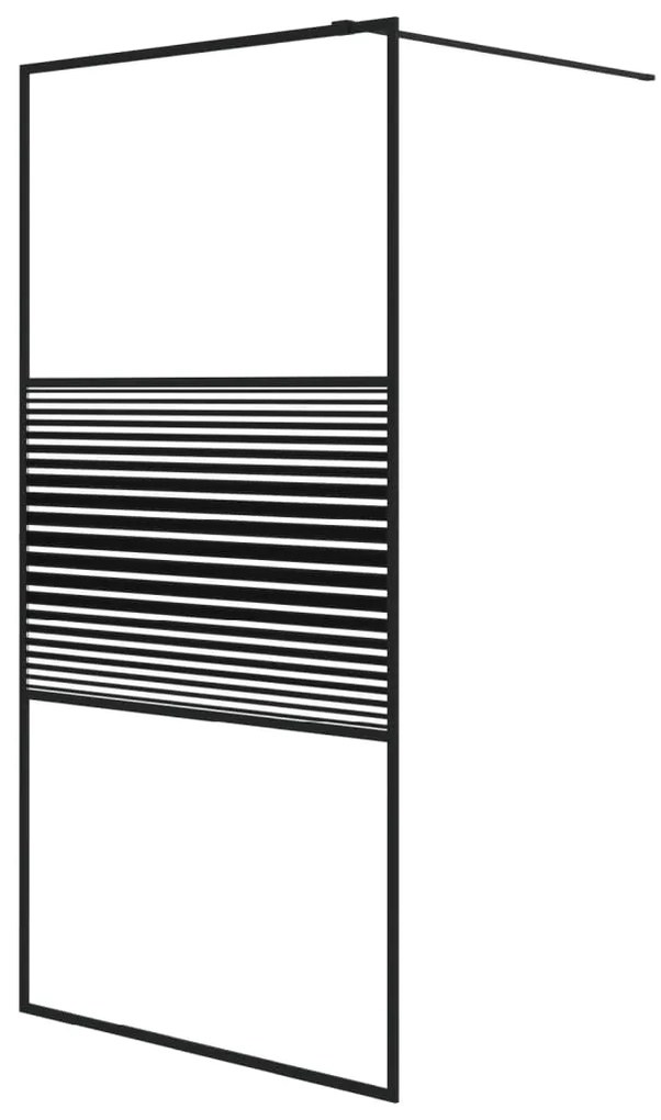 Divisória de chuveiro c/ vidro ESG transparente 100x195cm preto