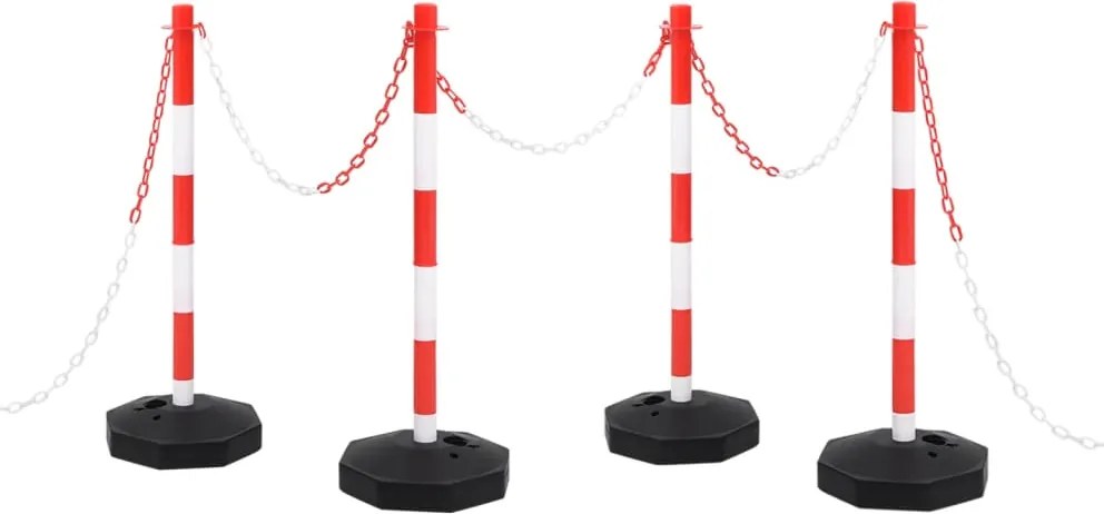 vidaXL Conjunto de postes com corrente de plástico 10 m