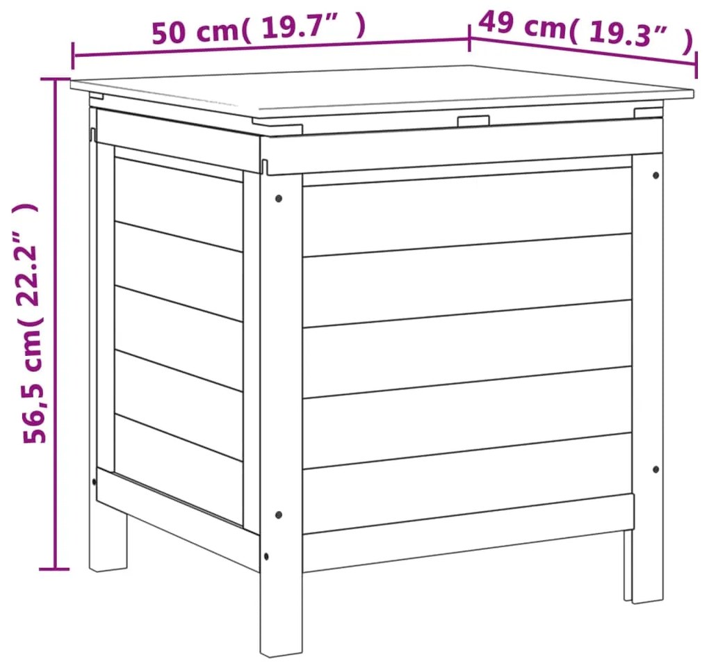 Caixa de arrumação para jardim 50x49x56,5 cm abeto maciço