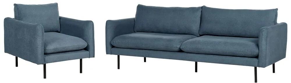 Conjunto de sofás 4 lugares em tecido azul VINTEBRO Beliani