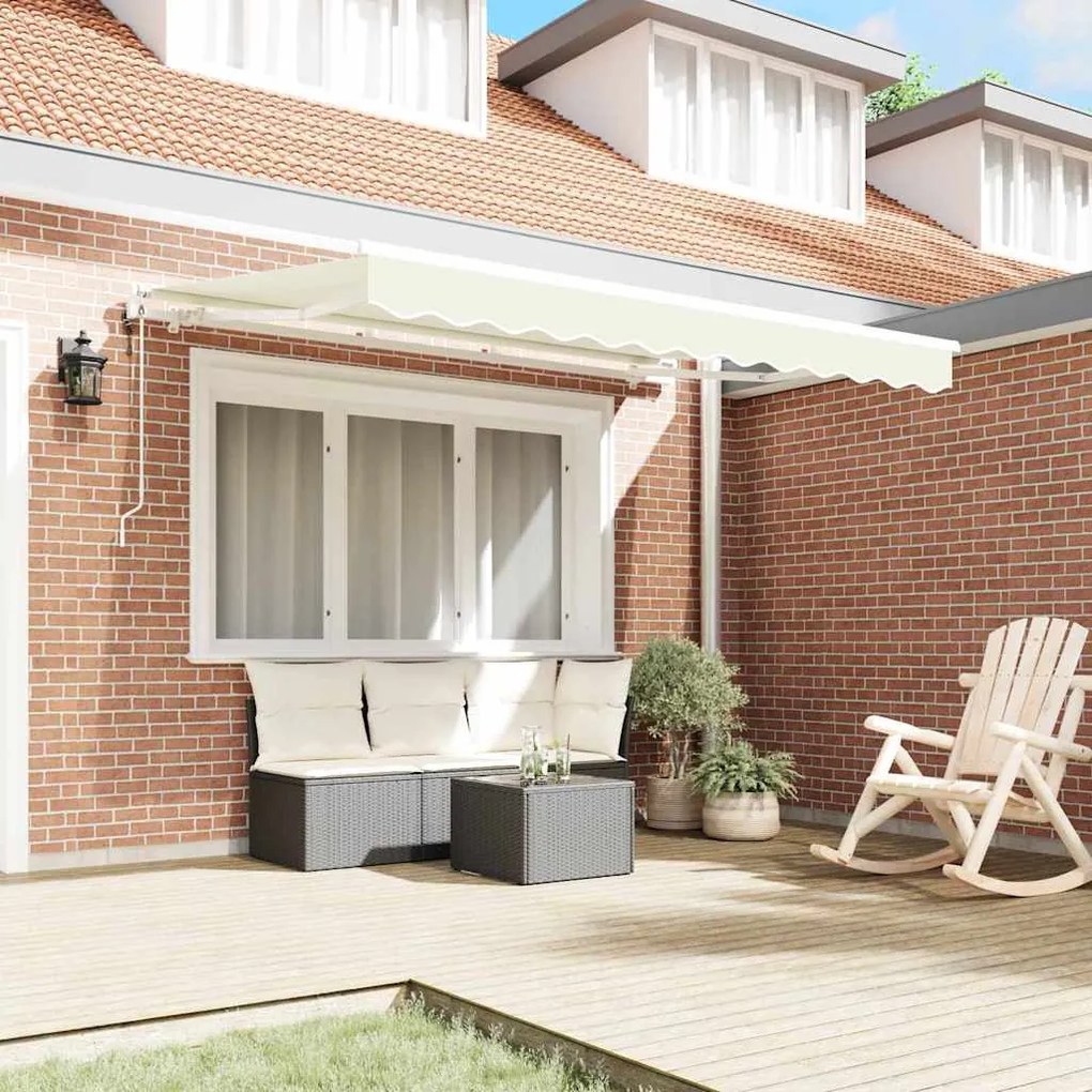 Toldo Retrátil Creme e Branco 250x200 cm 250 x 200 cm 2,5 x 2 m