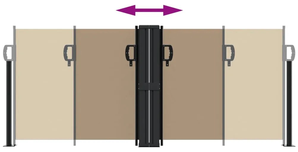 Toldo lateral retrátil 100x1000 cm cinzento-acastanhado