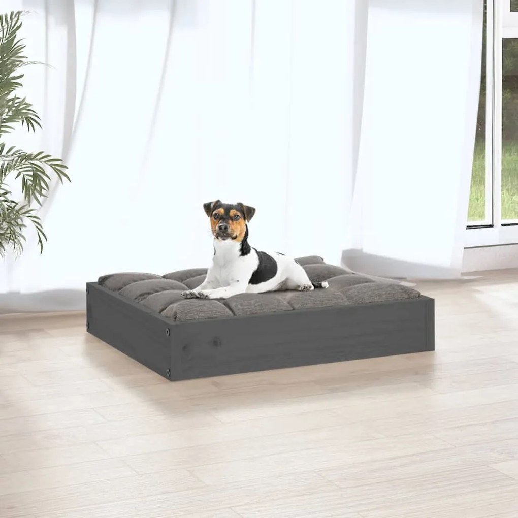 Cama para cães 51,5x44x9 cm madeira de pinho maciça cinza