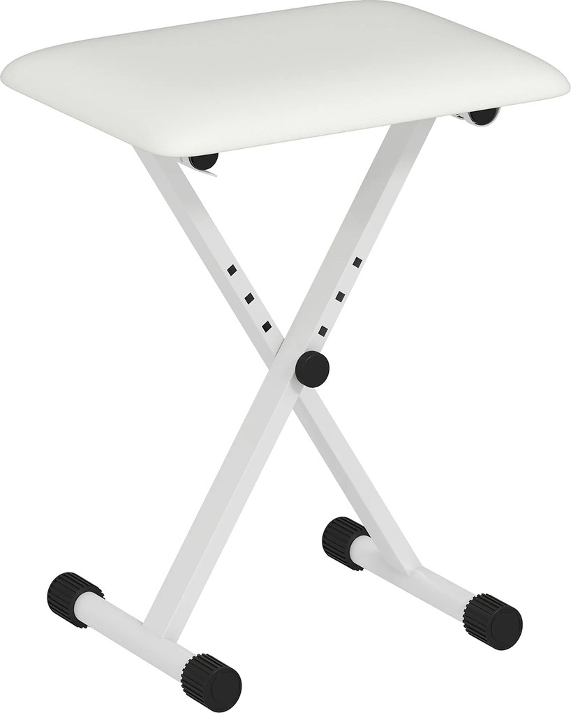 HOMCOM Banco de Piano Dobrável com Altura Ajustável 37-47 cm, Acolchoado em PU, Banco para Teclado, Pés Metálicos, Branco | Aosom Portugal