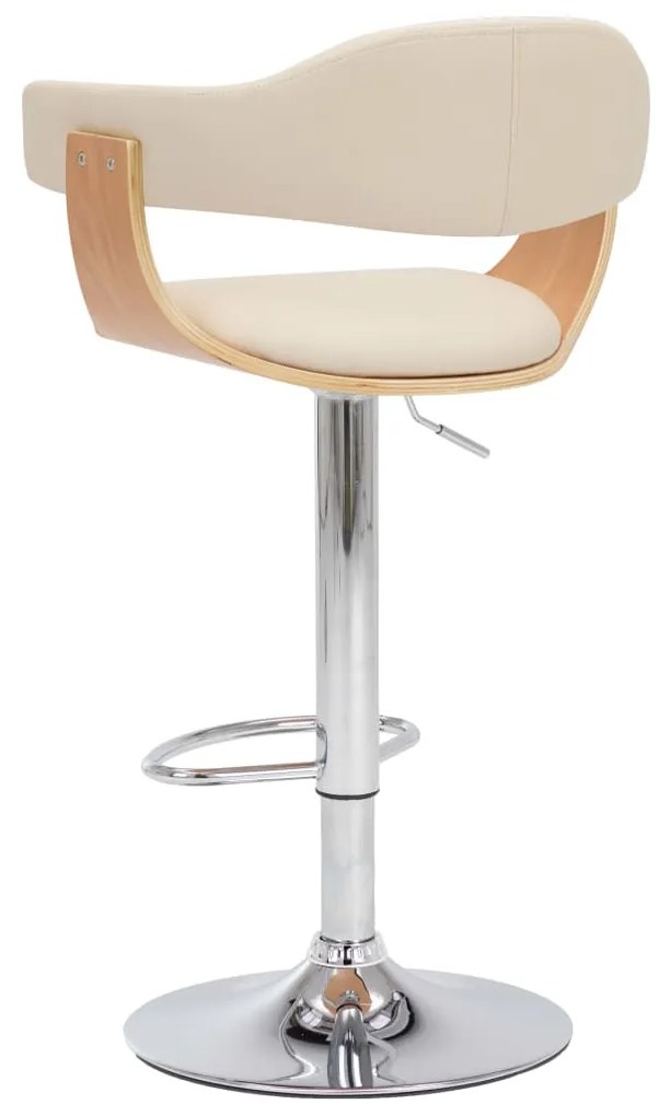 Bancos de bar 2 pcs madeira curvada e couro artificial creme