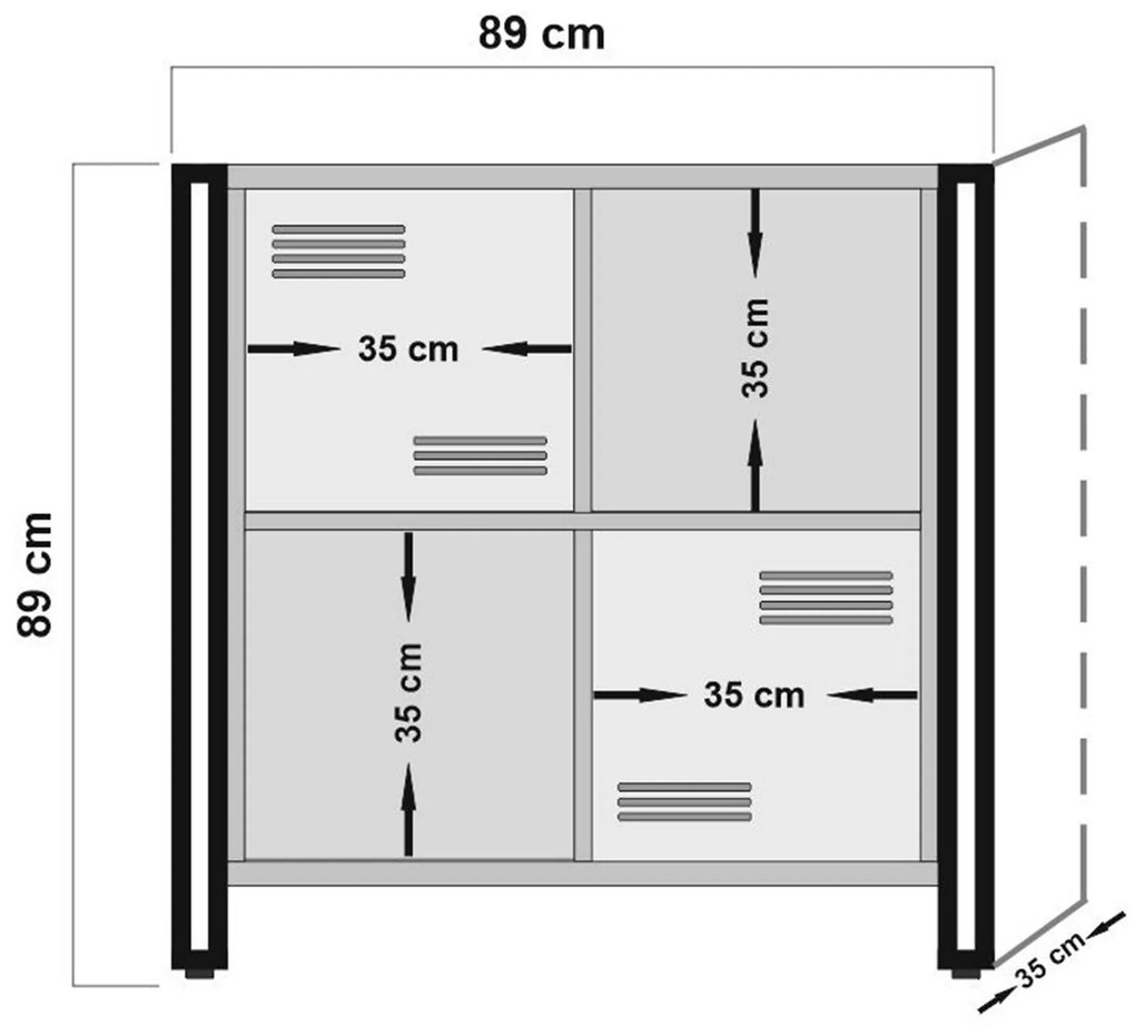Estante Cosmo – Pinho Atlântico Preto – 89x89x35 cm