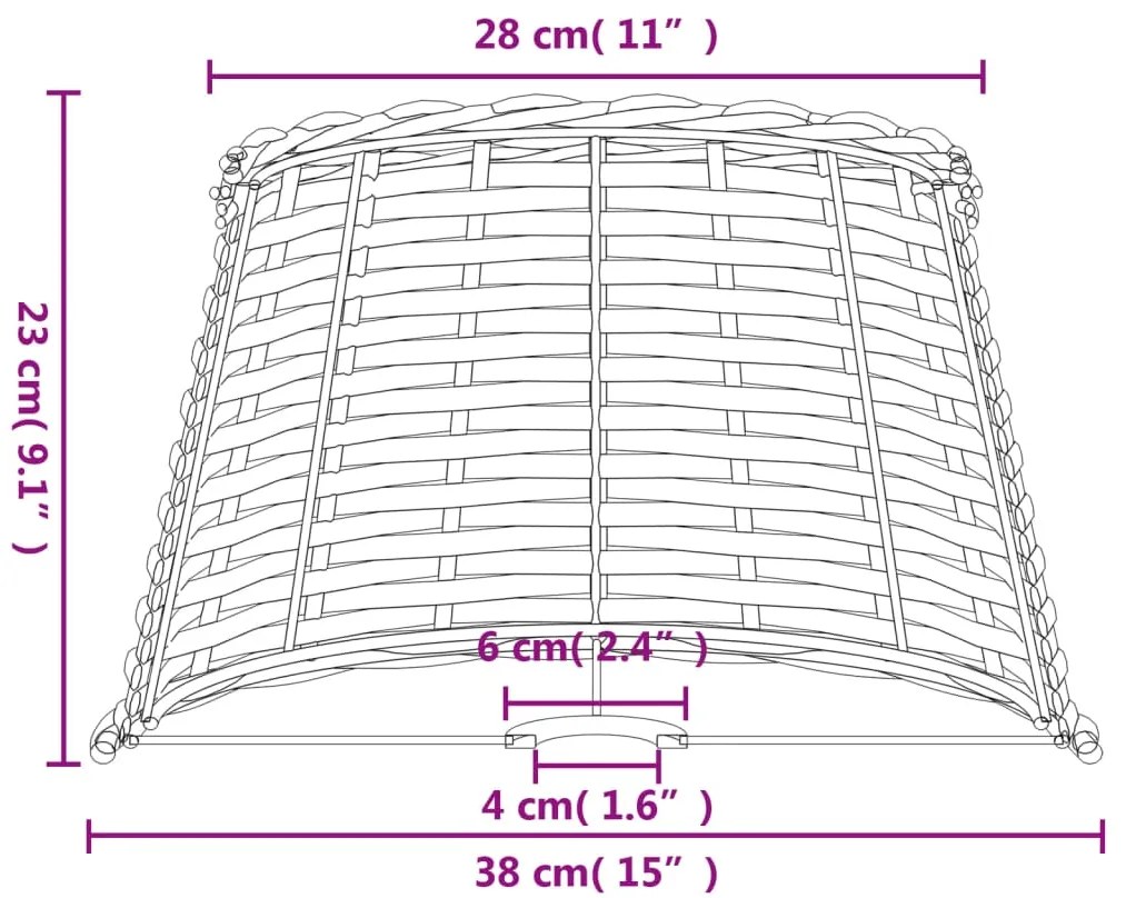 Abajur Ø38x23 cm vime castanho