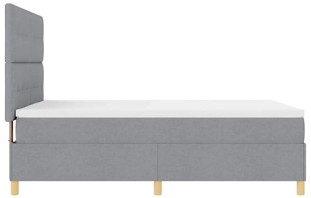 Cama com Estrutura Box Spring e Colchão &amp; Luz LED Cinzento Claro 140x2