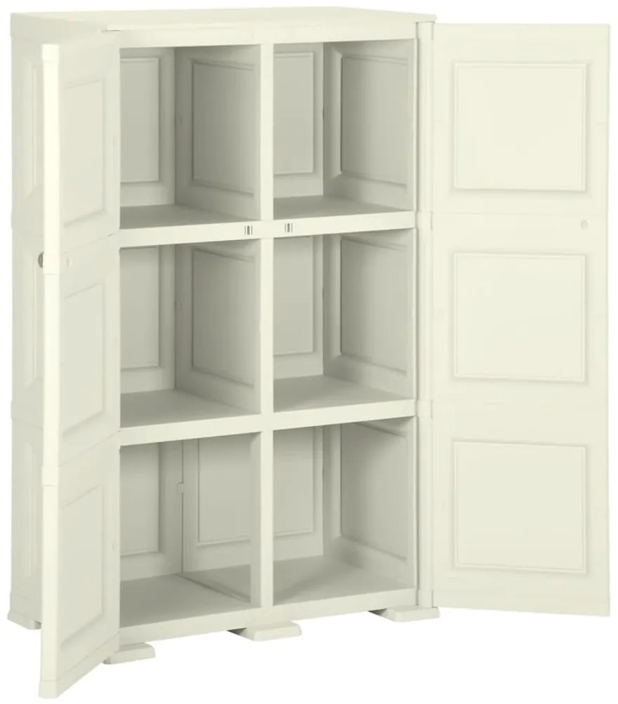 Armário de plástico 79x43x125 cm design de madeira cor baunilha
