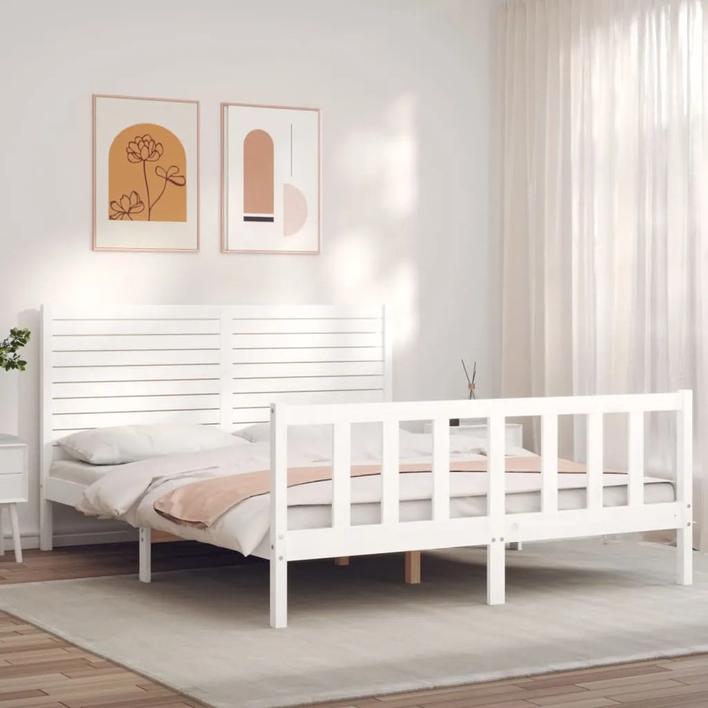 vidaXL Cama sem colchão 160x200 cm madeira de pinho maciça branco